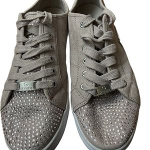 G By Guess Shoes Womens 8.5 M Low Top Lace Up Rhinestone Suede Pink